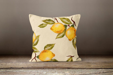 Floral Lemons Pillow Cover|Decorative Yellow Lemon Cushion|Fresh Picked Daily Lemons Home Decor|Housewarming Yellow Citrus|Matching Red Case