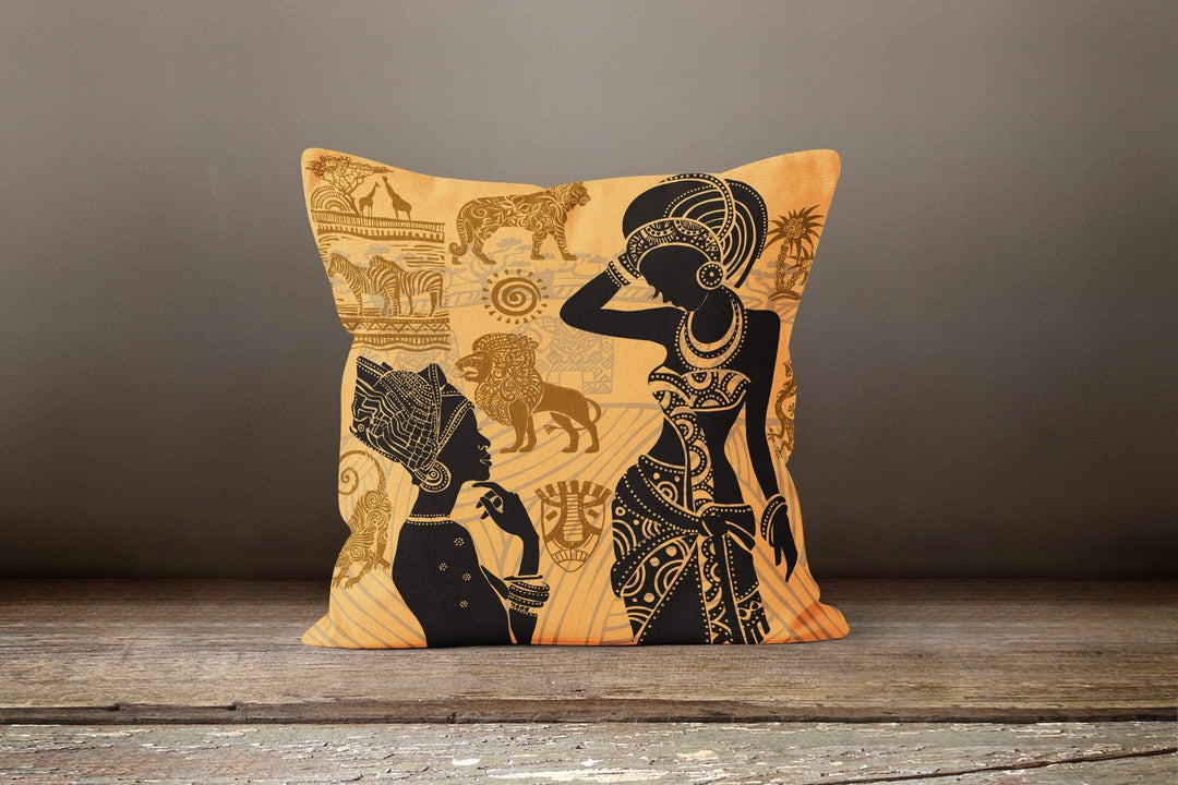 African Women Pillow Cover|Rustic Cushion Case|Decorative Cushion Cover|Ethnic Home Decor|Authentic Home Decor| Digital Print Cushion Cover