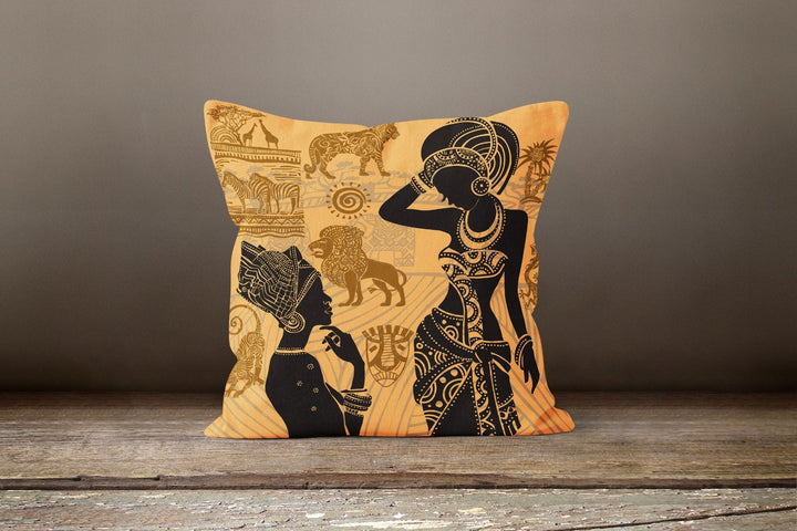 African Women Pillow Cover|Rustic Cushion Case|Decorative Cushion Cover|Ethnic Home Decor|Authentic Home Decor| Digital Print Cushion Cover