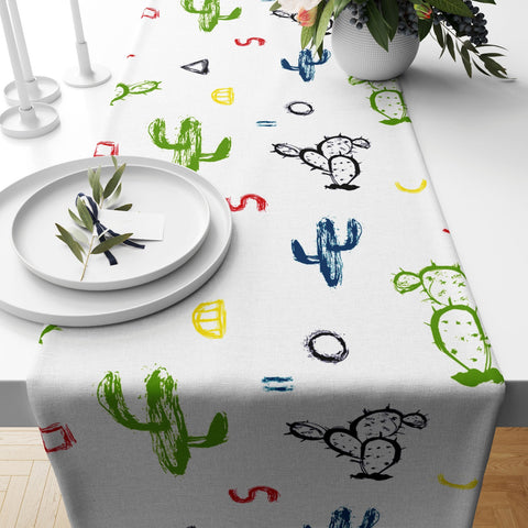 Cactus Table Runner|High Quality Cactus Table Runners|Succulent Home Decor|Farmhouse Tables|Green Cactus Decors|Colorful Cactus Tableclothes