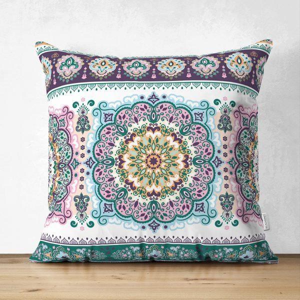 Tile Pattern Pillow Cover|Geometric Design Suede Pillow Case|Decorative Pillow Cover|Rustic Home Decor|Farmhouse Style Authentic Pillow Case