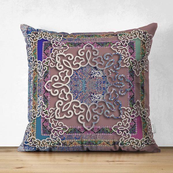 Tile Pattern Pillow Cover|Geometric Design Suede Pillow Case|Decorative Pillow Cover|Rustic Home Decor|Farmhouse Style Authentic Pillow Case