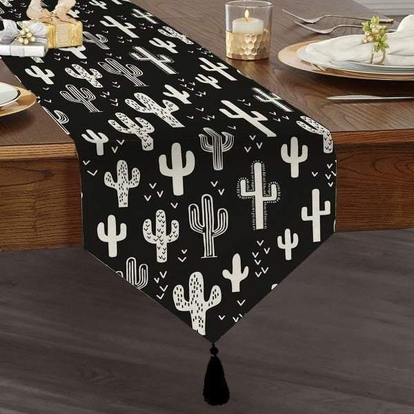 succulent runner Black and White Succulent Runner