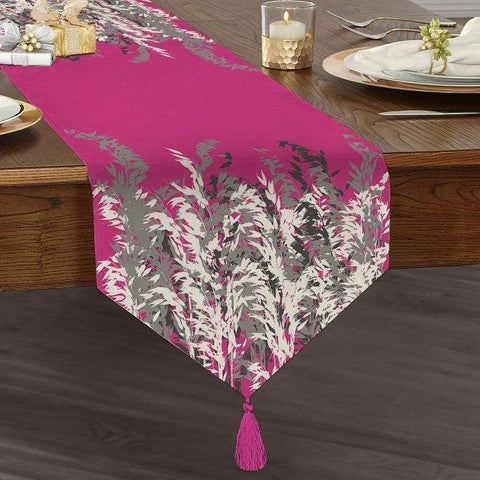 Crop Silhouette Table Runner|High Quality Triangle Chenille Table Runner|Summer Trend Tabletop|Farmhouse Tablecloth|Floral Tasseled Runner