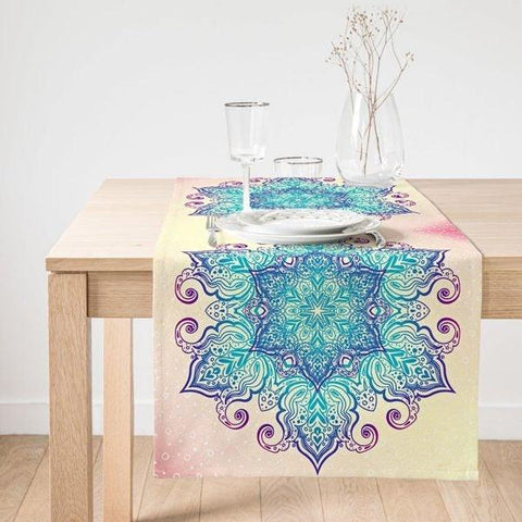 Tiled Mandala Table Runner|Rustic Home Decor|High Quality Suede Geometric Table Runner|Decorative Table Top|Farmhouse Style Authentic Runner