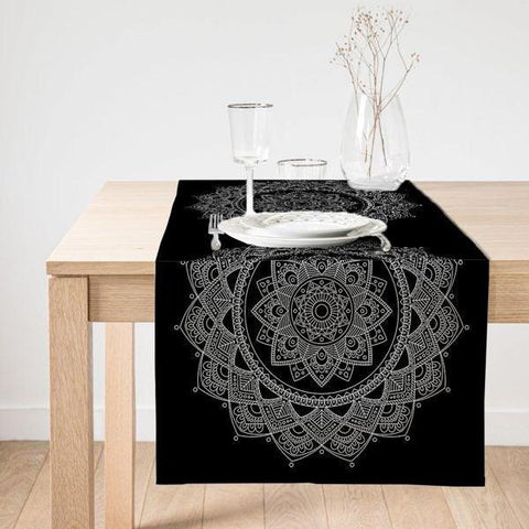 Tiled Mandala Table Runner|High Quality Suede Geometric Table Runner|Decorative Table Top|Farmhouse Style Authentic Runner|Rustic Home Decor