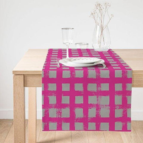 Plaid Table Runner|Decorative Table Runner|Checkered Suede Runner|High Quality Table Decor|Colorful Geometric Tabletop|Plaid Kitchen Decor