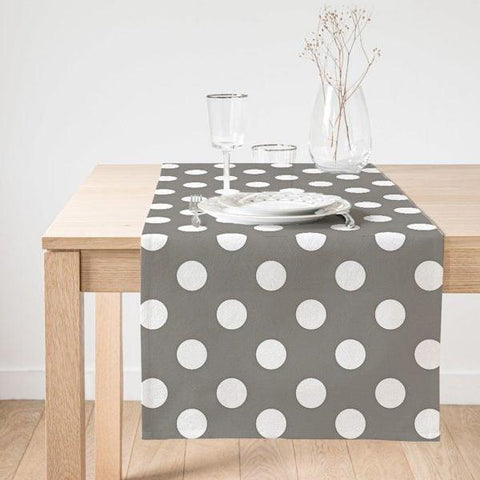 Polka Dot Table Runner|Decorative Table Runner|Dotted Pattern Suede Runner|High Quality Table Decor|Geometric Only Dot Kitchen Table Decor