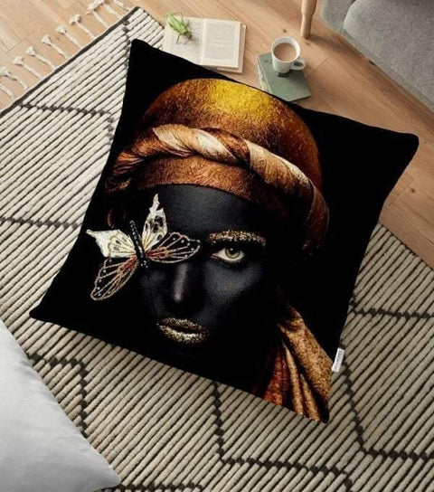 African Women Floor Pillow Cover|Rustic Cushion Case|Decorative Cushion Case|Ethnic Home Decor|Authentic Decor|Digital Print Floor Cushion