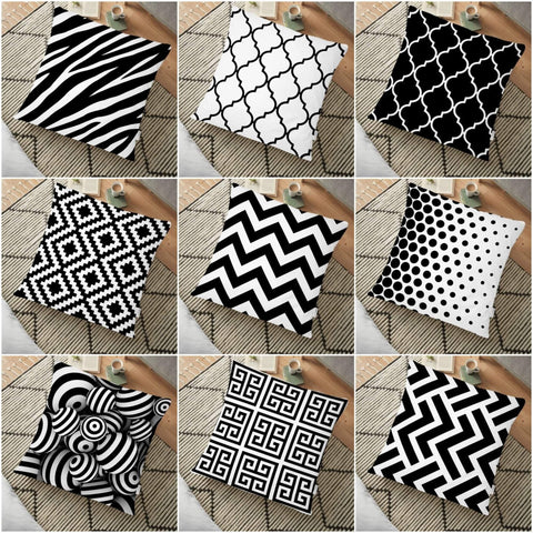 Black White Geometric Floor Pillow Cover|Floor Cushion Case|Decorative Boho Bedding Home Decor|Digital Print Floor Cushion|Bohemian Design