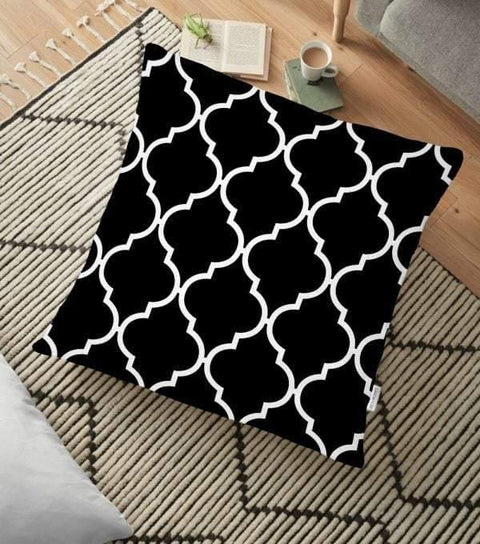 Black White Geometric Floor Pillow Cover|Floor Cushion Case|Decorative Boho Bedding Home Decor|Digital Print Floor Cushion|Bohemian Design