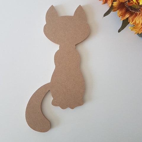 Unfinished Wooden Cat|Wooden Toy|Ready to Paint, Varnish|Custom Raw Wooden DIY Supply|Plain Wooden Tailed Cat|Cat Lover Gift|Cat Mom Gift