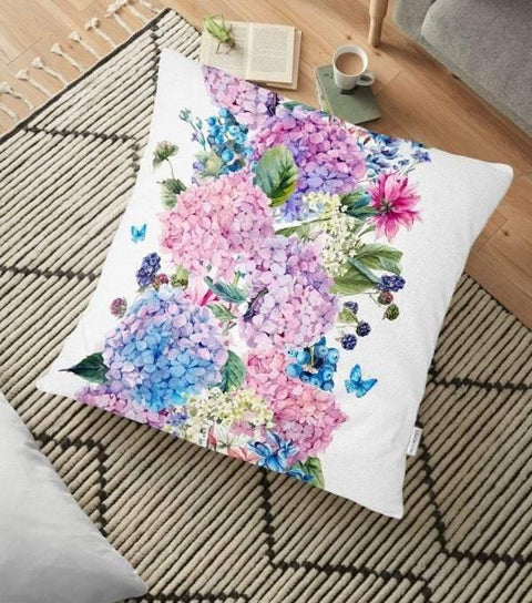 Floral Floor Pillow Cover|Summer Trend Cushion Case|White Pink Floral Case|Floor Cushion Case|Boho Bedding Home Decor|Farmhouse Style Cover