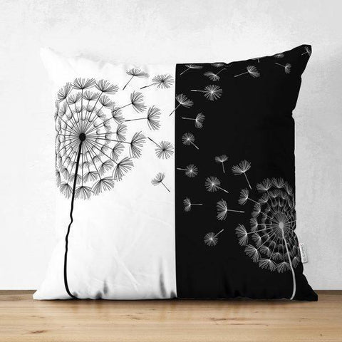Floral Pillow Cover|White and Black Floral Decor|Summer Trend Cushion Case|Decorative Suede Floral Cushion Cover|Digital Print Spring Trend