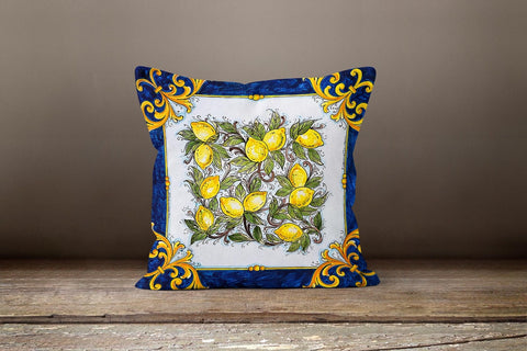 Floral Lemons Pillow Cover|Decorative Authentic Lemon Tree Cushion|Lemons Home Decor|Housewarming Yellow Citrus|Farmhouse Floral Pillow Case