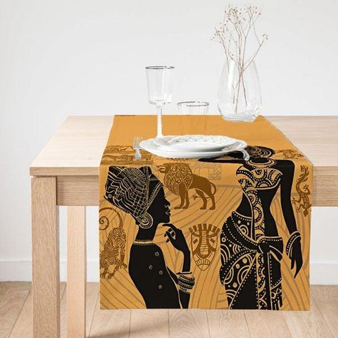 African Women Table Runner|Authentic Suede Table Cover|Decorative African Design Table Runner|Ethnic Home Decor|African Beauty House Decor