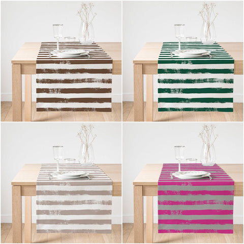Striped Suede Table Runner|Colorful Stripes Tabletop|Decorative Tablecloth|Modern Home Decor|Psychedelic Style Runner|Suede Table Runner