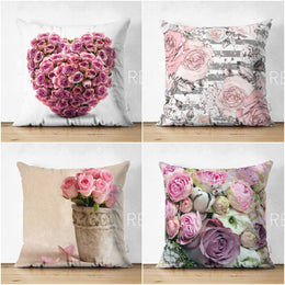 Floral Pillow Cover|Summer Trend Cushion Case|Pinky Flowers Home Decor|Heartwarming Floral Suede Cushion|Digital Print Spring Trend Decor