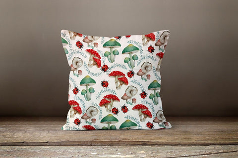 Mushroom Pillow Case|Red Mushroom and Snail Pillow Cover|Decorative Cushion Case|Housewarming Plant Pillow Case|Farmhouse Throw Pillow Cover