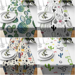 Cactus Table Runner|High Quality Cactus Table Runners|Succulent Home Decor|Farmhouse Tables|Green Cactus Decors|Colorful Cactus Tableclothes