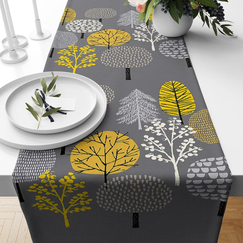 Floral Table Runner|Summer Trend Table Top|Checkered Floral Home Decor|Colorful Flowers, Leaves Tablecloth|Stripes and Leaves Table Runner