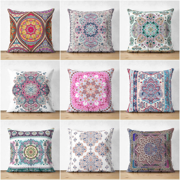 Tile Pattern Pillow Cover|Geometric Design Suede Pillow Case|Decorative Pillow Cover|Rustic Home Decor|Farmhouse Style Authentic Pillow Case