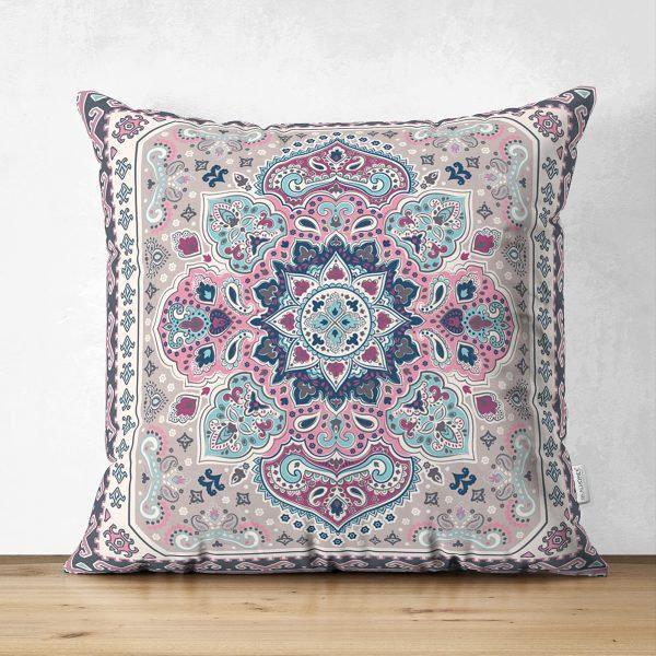 Tile Pattern Pillow Cover|Geometric Design Suede Pillow Case|Decorative Pillow Cover|Rustic Home Decor|Farmhouse Style Authentic Pillow Case