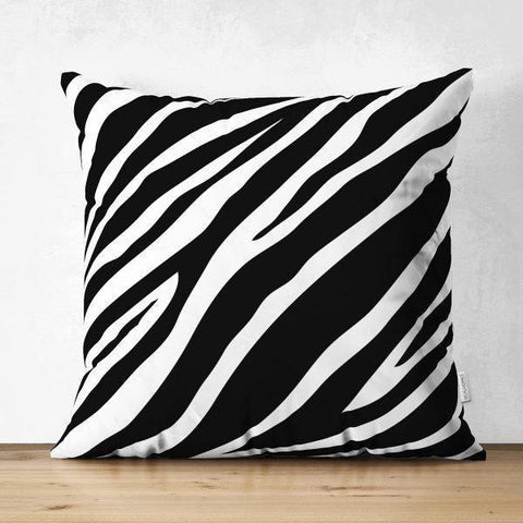 Black & White Geometric Pillow Cover|Psychedelic Suede Cushion Cover|Decorative Pillow Case|Rustic Home Decor|Bohemian Style Pillow Case