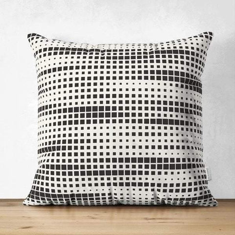 Gray & White Geometric Pillow Cover|Psychedelic Suede Cushion Cover|Decorative Pillow Case|Rustic Home Decor|Bohemian Style Pillow Case