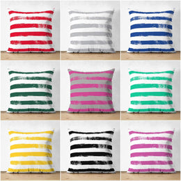 Striped Pillow Cover|Colorful Stripes Suede Cushion Cover|Decorative Pillow Case|Psychedelic Style Home Decor|Bohemian Style Pillow Case