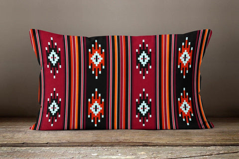 Rug Design Pillow Cover|Terracotta Southwestern Cushion Case|Rectangle Aztec Print Ethnic Home Decors|Farmhouse Style Geometric Pillow Case