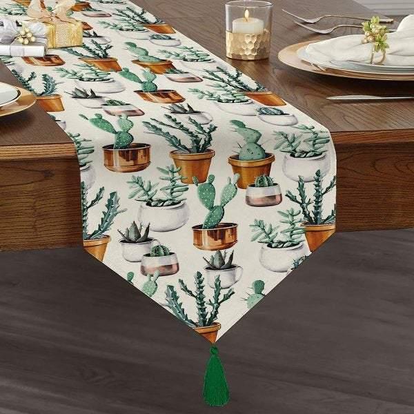 succulent table cloth Black and White Succulent Runner