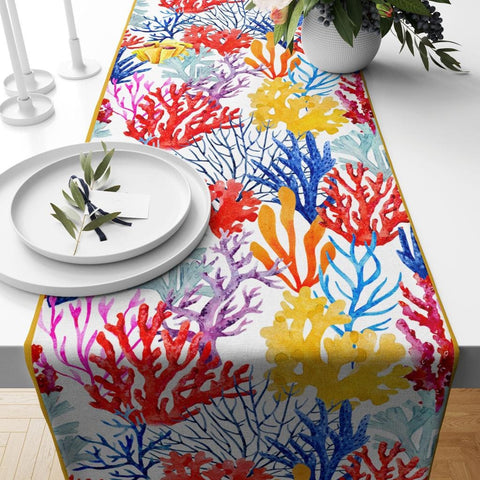 Decorative Table Runner|Colorful Coral Table Top|Red Parrot Home Decor|Succulent Tablecloth|Cactus Table Runner|Summer Trend Table Runner