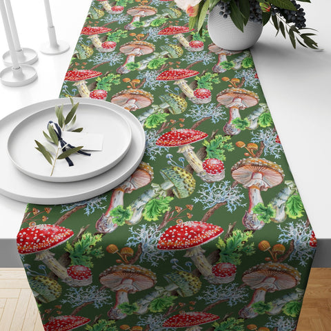 Decorative Table Runner|Seahorse Table Top|Striped Floral Home Decor|Red Mushroom Tablecloth|Turquoise Butterfly Table Runner|Summer Trend