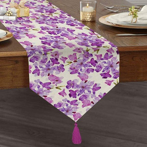 Floral Table Runner|High Quality Triangle Chenille Table Runner|Summer Trendy Tabletops|Farmhouse Table|Heartwarming Flowers Tasseled Runner