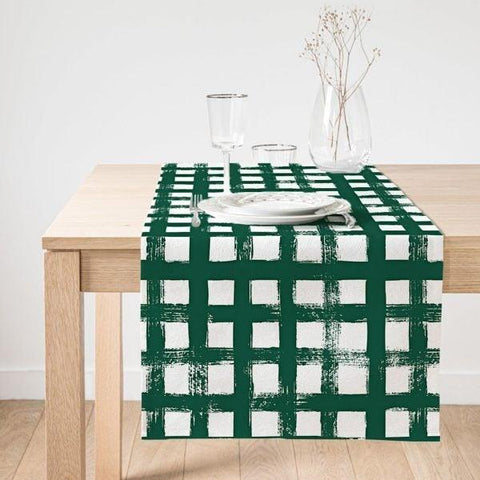 Plaid Table Runner|Decorative Table Runners|Checkered Suede Runner|High Quality Table Decor|Colorful Geometric Tabletop| Plaid Kitchen Decor