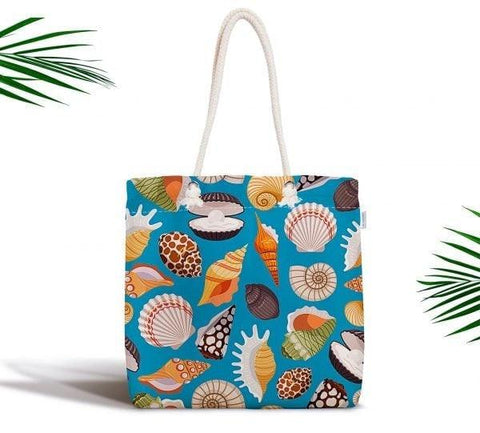 Coastal Shoulder Bag|Sea Creatures Fabric Handbag|Colorful Seashells Handbag|Marine Beach Tote Bag|Digital Print Messenger Bag|Summer Bag