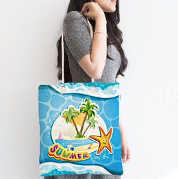 Coastal Shoulder Bag|Starfish Fabric Handbag|Sea Side Camping Handbag|Marine Beach Tote Bag|Digital Print Messenger Bag|Summer Trend Bag