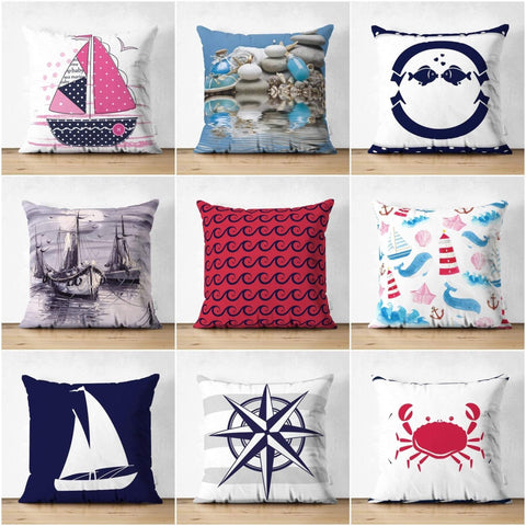 Beach House Pillow Cover|High Quality Coastal Cushion Case|Decorative Marine Throw Pillow|Summer Trend Pillow Top|Nautical Cushion Cover