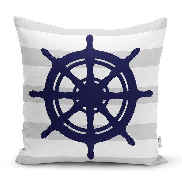 Nautical Pillow Case|Navy Anchor Pillow Cover|Decorative Yacht Cushions|Wheel and Life Saver Pillow|Naval Compass Decor|Marine Throw Pillow