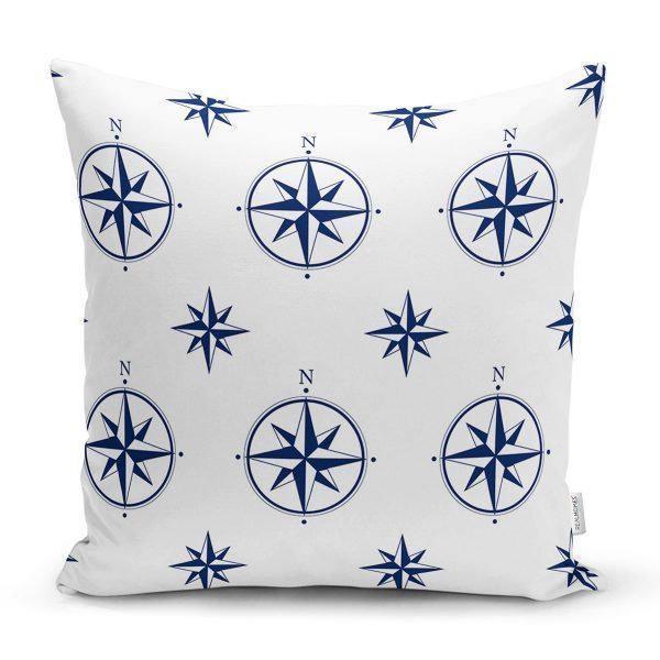 Nautical Pillow Case|Navy Anchor Pillow Cover|Decorative Yacht Cushions|Wheel and Life Saver Pillow|Naval Compass Decor|Marine Throw Pillow