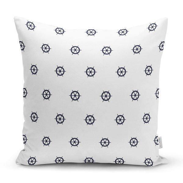 Nautical Pillow Case|Navy Anchor Pillow Cover|Decorative Yacht Cushions|Wheel and Life Saver Pillow|Naval Compass Decor|Marine Throw Pillow
