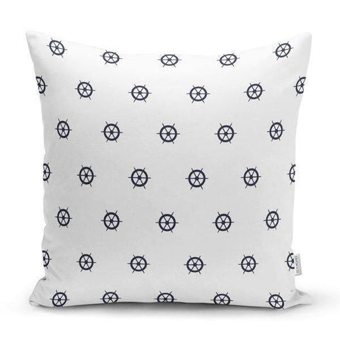 Nautical Pillow Case|Navy Anchor Pillow Cover|Decorative Yacht Cushions|Wheel and Life Saver Pillow|Naval Compass Decor|Marine Throw Pillow