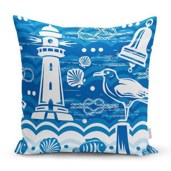 Nautical Pillow Case|Navy Anchor Pillow Cover|Decorative Yacht Cushions|Wheel and Life Saver Pillow|Naval Compass Decor|Marine Throw Pillow