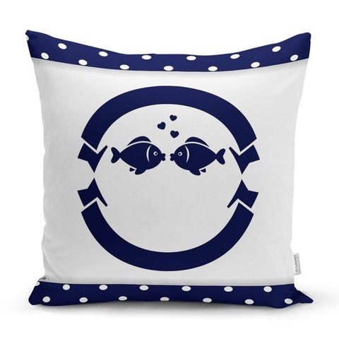 Beach House Pillow Covers|Coastal Pillow Case|Yacht Anchor Pillow|Decorative Nautical Cushion|Coral Seashell Seahorse Crab Fish Throw Pillow
