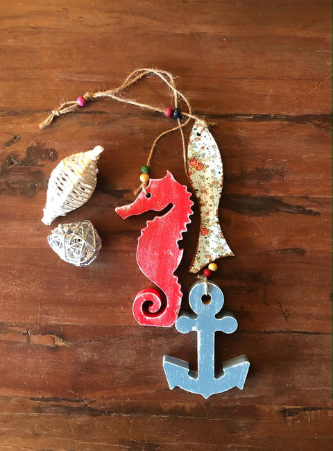 Set of 3 Hand Painted Seahorse,Anchor,Fish|Wooden Decor|Custom Wall Decor|Acrylic Painting|Home Decor|Ornament|Wooden Art|Housewarming Gift