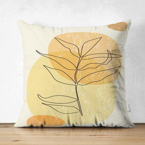 Abstract Pillow Cover|High Quality Suede Onedraw Cushion Case|Decorative Leaves Drawing Pillow Cover|Modern Style Silhouette Cushion Cover