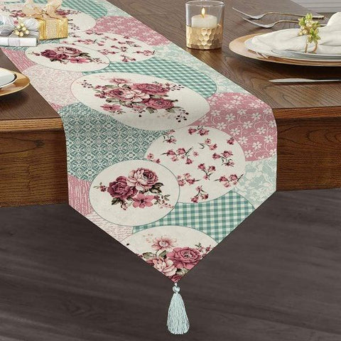 Floral Table Runner|High Quality Triangle Chenille Flowers Table Runner|Summer Trend Table Decor|Farmhouse Table|Orange Leaf Tasseled Runner