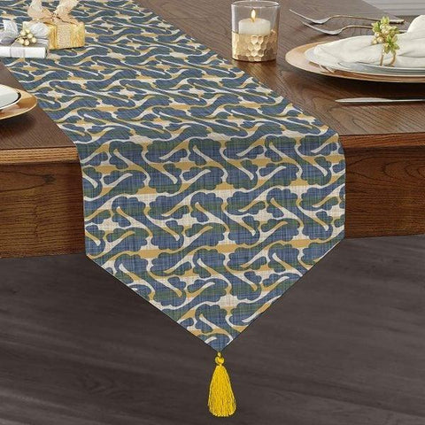 Gray Table Runner|High Quality Triangle Chenille Table Runner|Decorative Geometric Runner|Bohemian Style Tabletop|Authentic Tasseled Runner