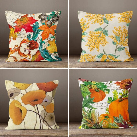 Fall Trend Pillow Cover|Autumn Cushion Case|Orange Leaves Throw Pillow|Pumpkin Home Decor|Housewarming Farmhouse Outdoor Pillow Case